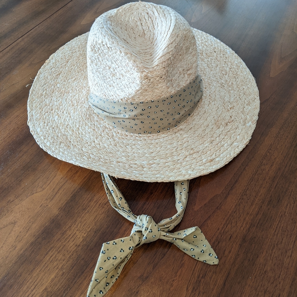 Madewell mini leopard scarf-strap straw hat